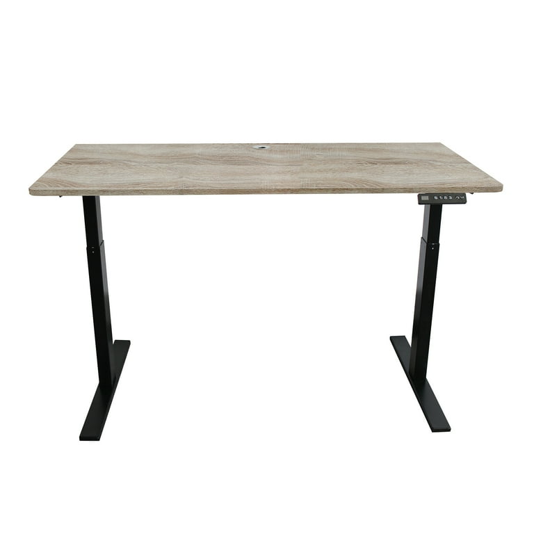 Caesar Hardware Ergonomic 57-in 3 Memory Buttons LED Electric Automatic Height Adjustable Sit to Stand Work Office Desk with White Legs Natural Oak Caesar Hardware Ergonomic 57-in 3 Memory Buttons LED Electric Automatic Height Adjustable Sit to Stand Work Office Desk with White Legs Natural Oak